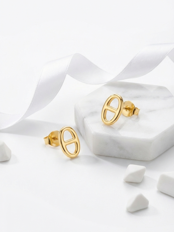 Celine Oval Frame Studs | 925 Sterling Silver