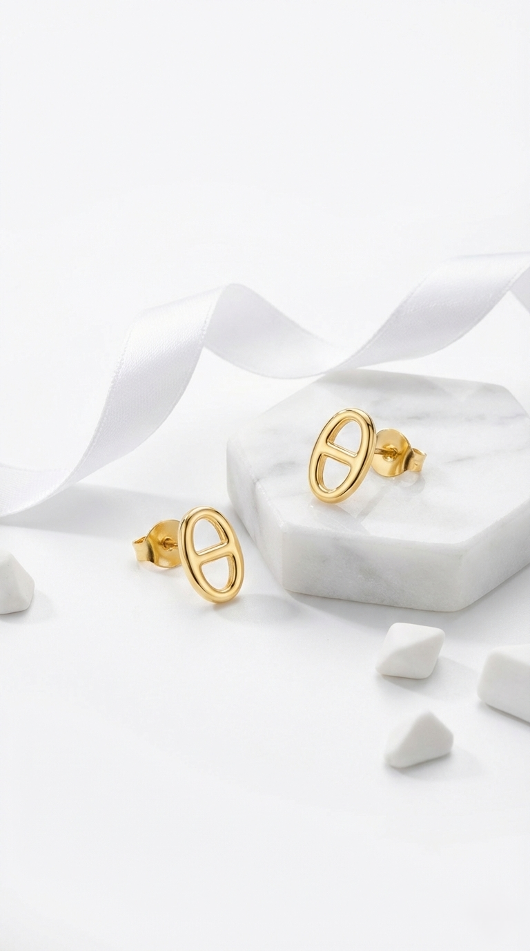 Celine Oval Frame Studs | 925 Sterling Silver