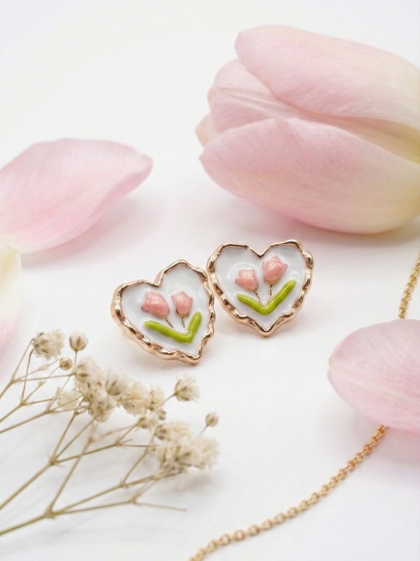 Bloomheart Enamel Studs | 925 Sterling Silver