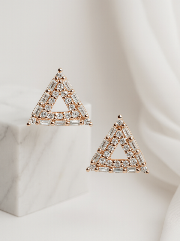Aurum Deco Triangle Stud Earrings | 925 Sterling Silver