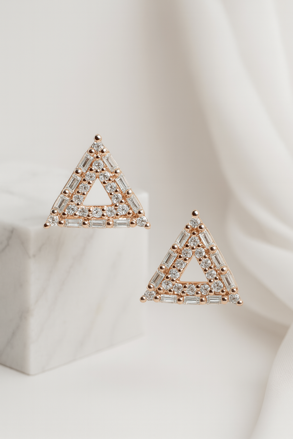 Aurum Deco Triangle Stud Earrings | 925 Sterling Silver