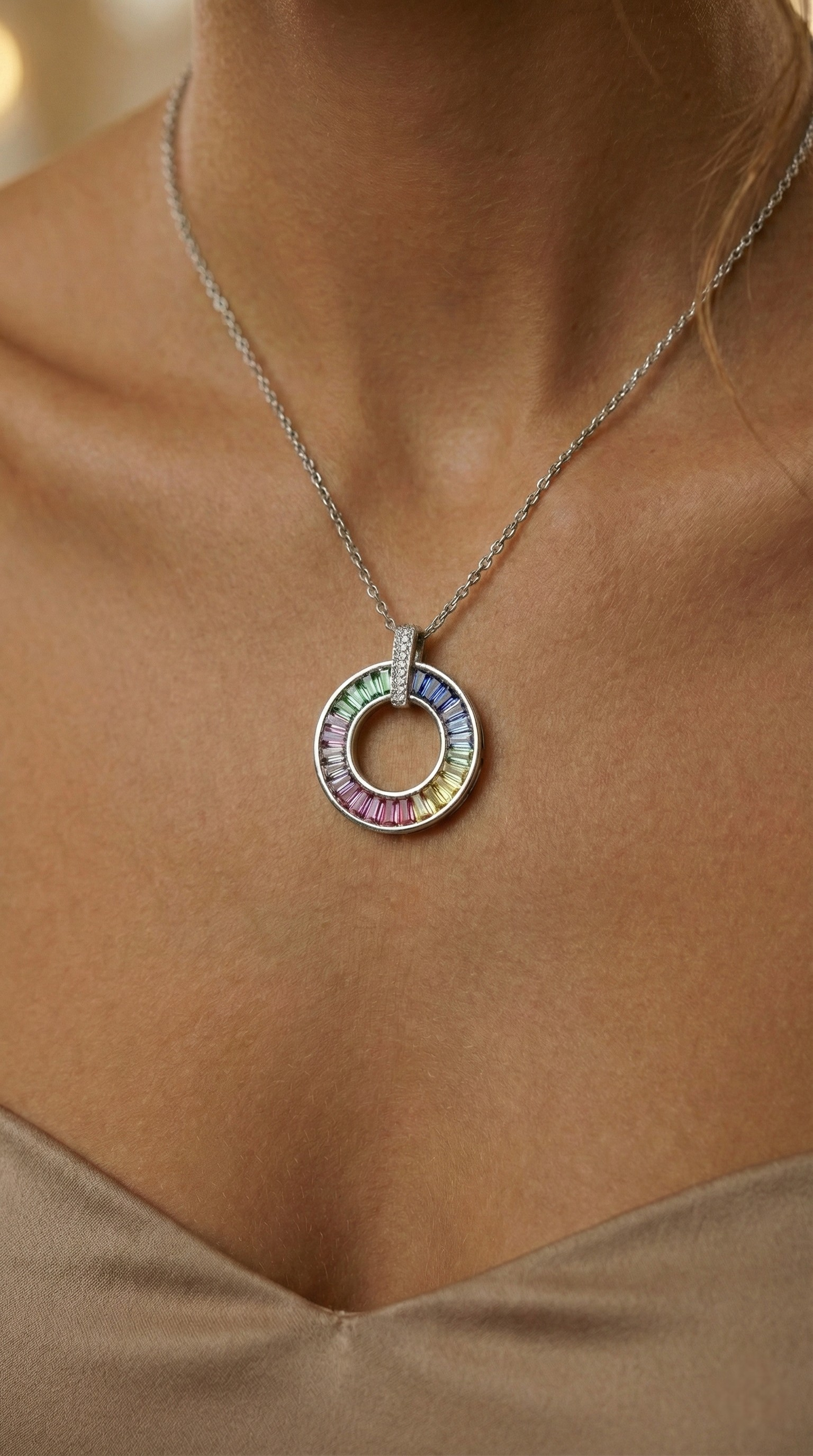 The Prism Halo Necklace | 925 Sterling Silver