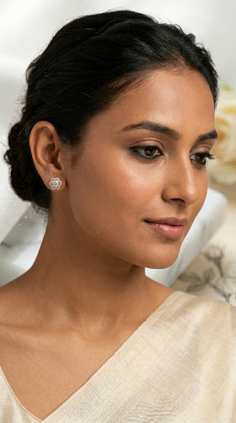 Rosé Bloom Solitaire Studs | 925 Sterling Silver