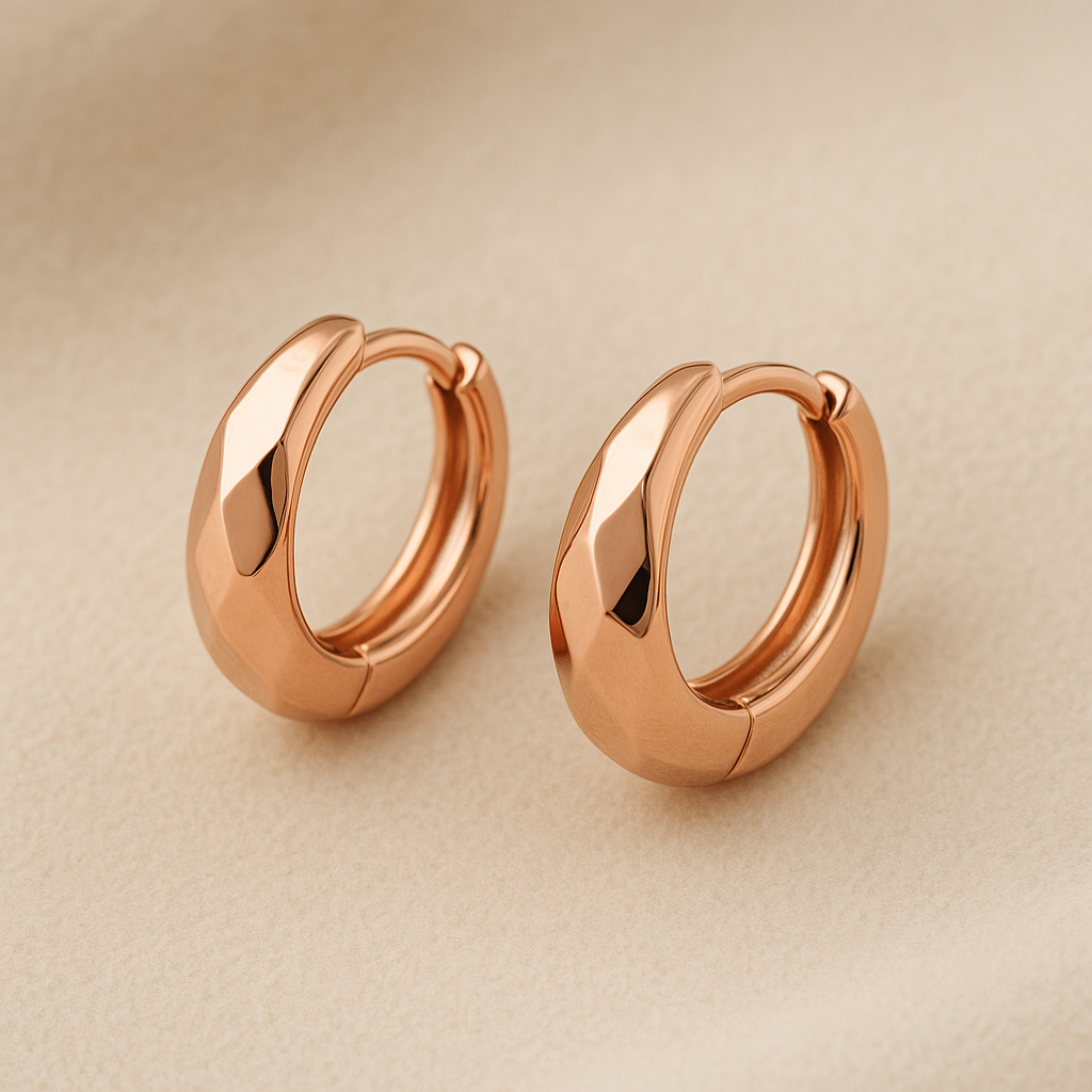 Eterna Faceted Rose Gold Hoops - Demi Fine