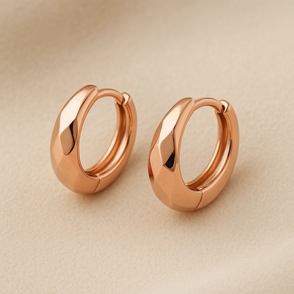 Eterna Faceted Rose Gold Hoops - Demi Fine