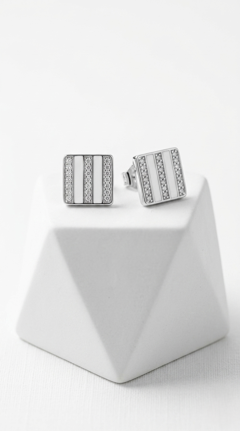 Averon Grid Studs | 925 Sterling Silver