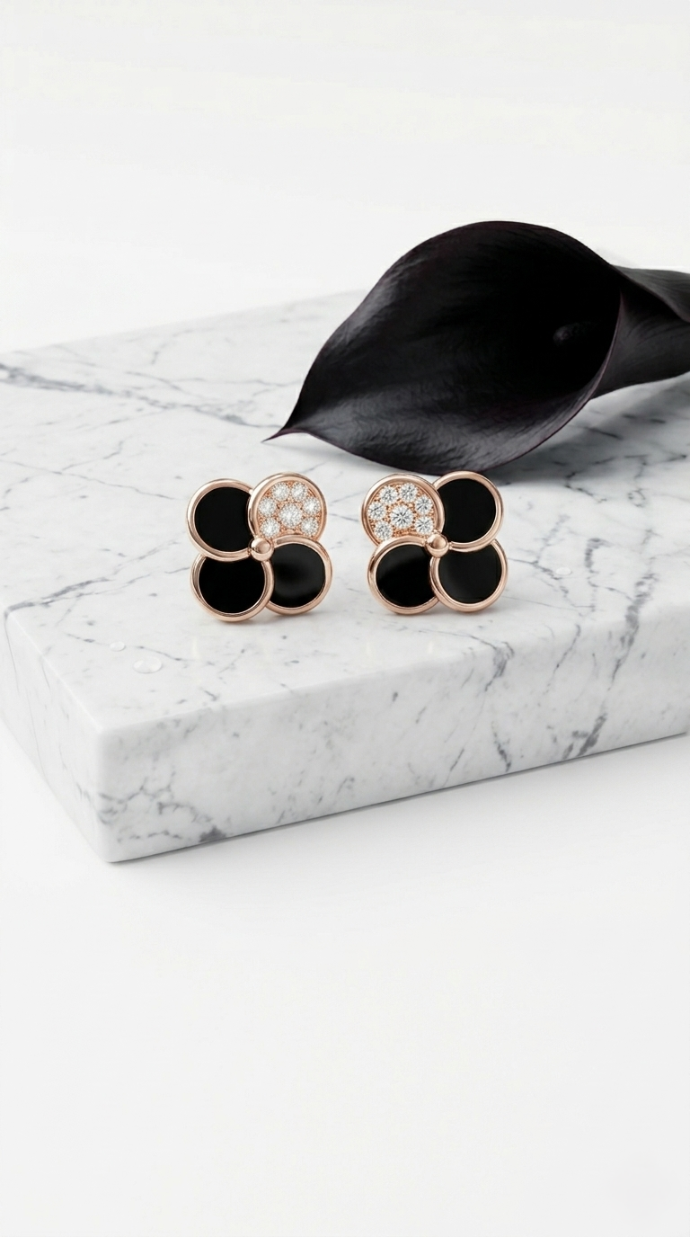 Noir Clover Stud Earrings | 925 Sterling Silver