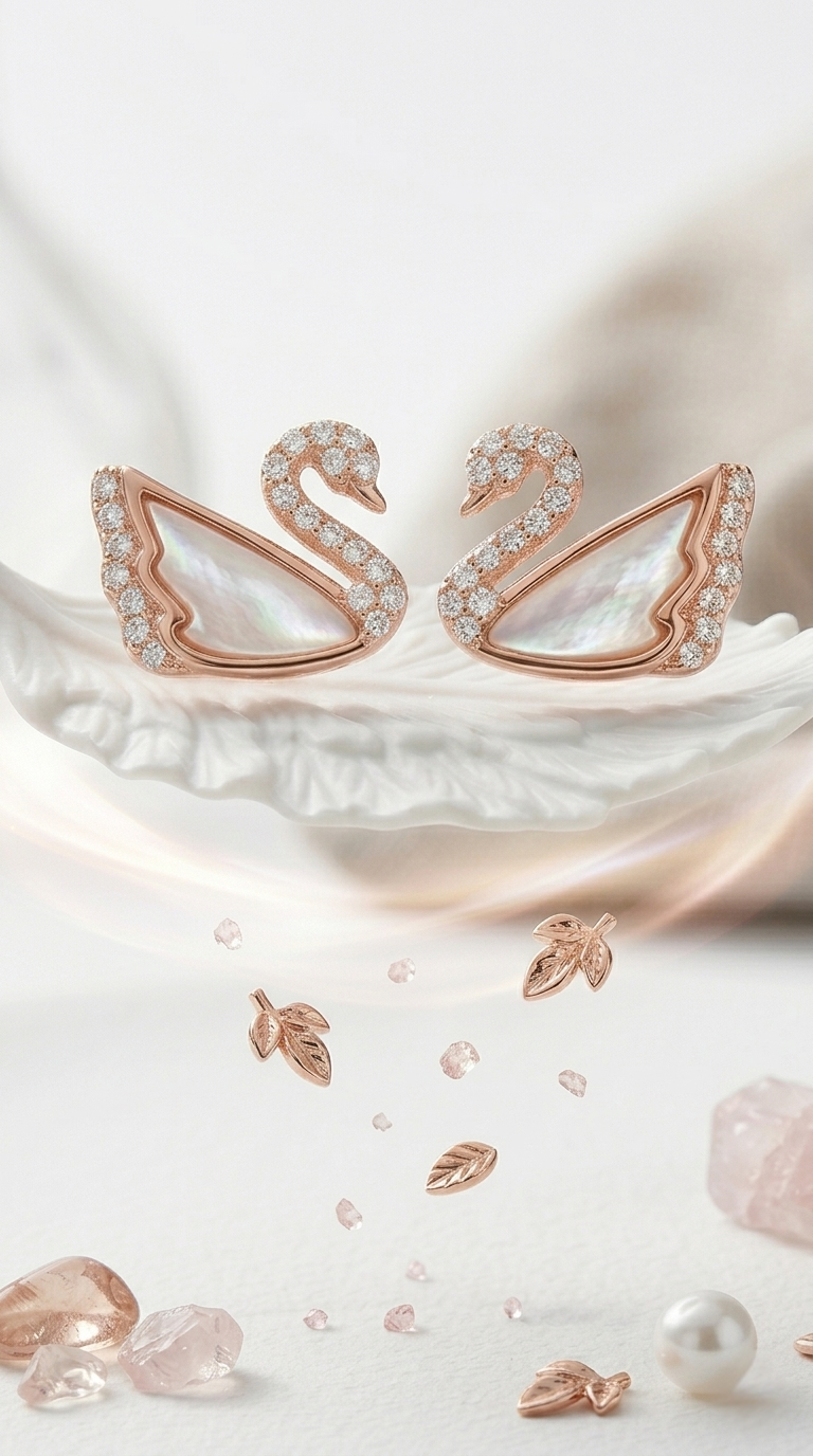 Swan Élégance Pearl Studs | 925 Sterling Silver