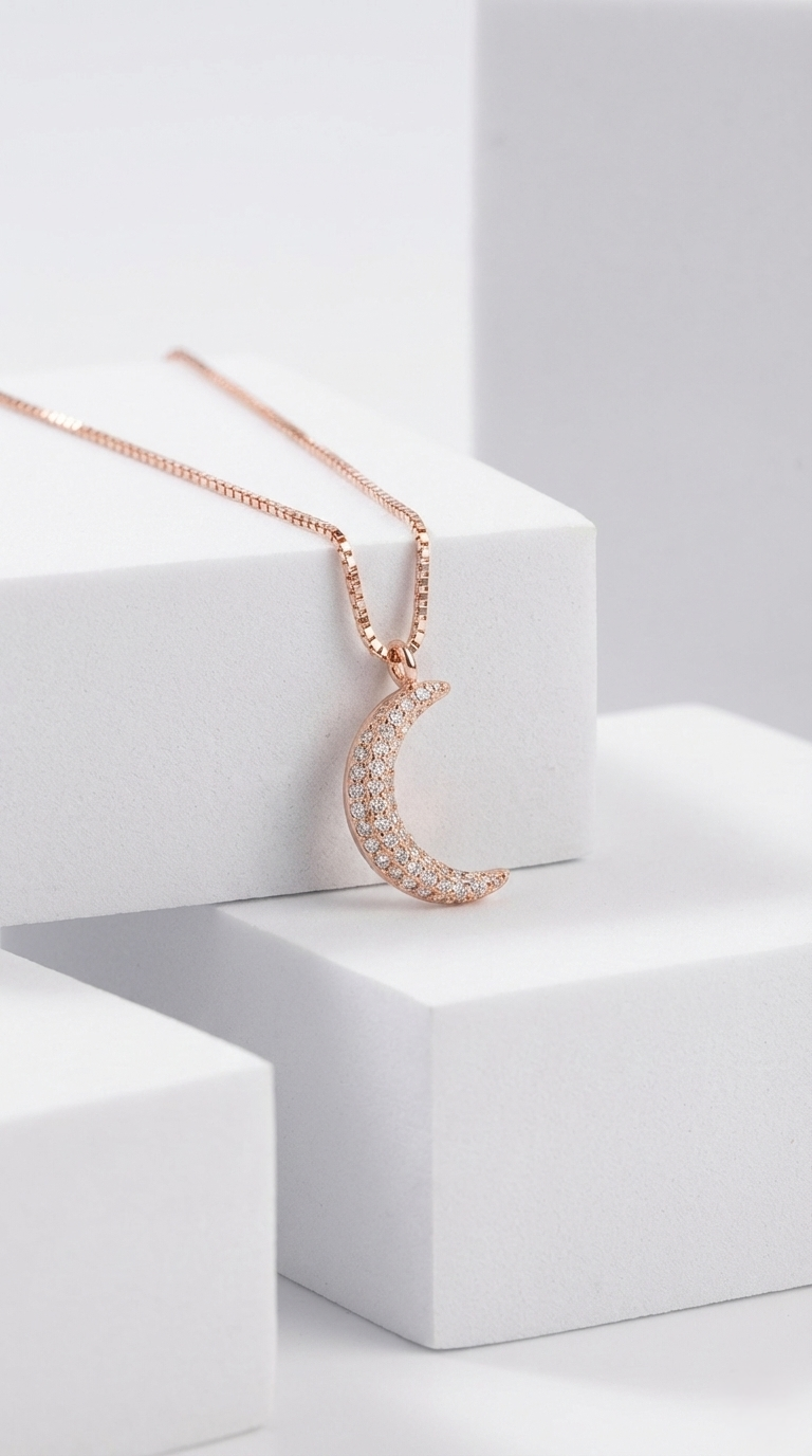 Celestial Crescent Necklace | 925 Sterling Silver