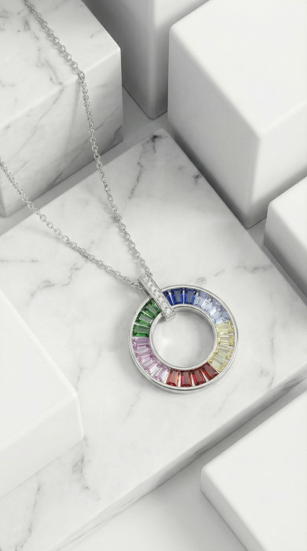 The Prism Halo Necklace | 925 Sterling Silver