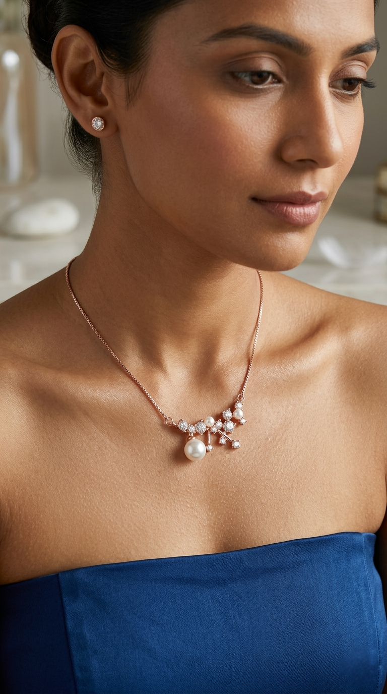 Elysia Pearl Drift Necklace | 925 Sterling Silver