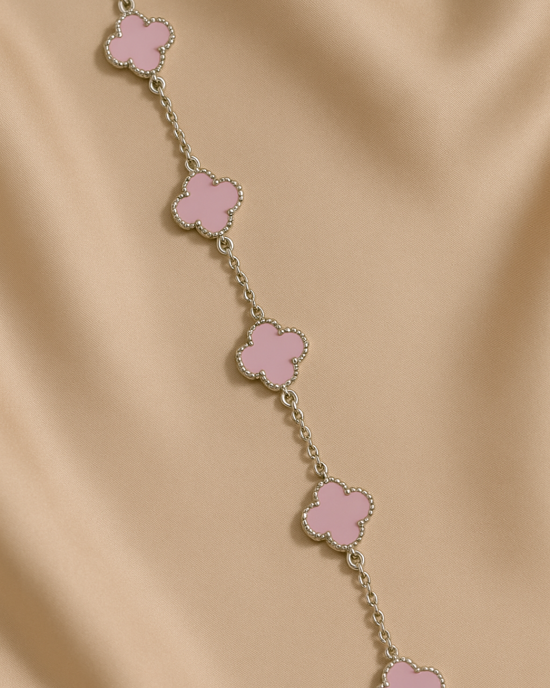 Blush Pink Clover Bracelet Sterling Silver