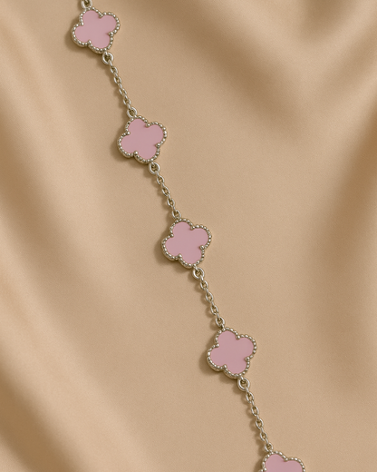 Blush Pink Clover Bracelet Sterling Silver