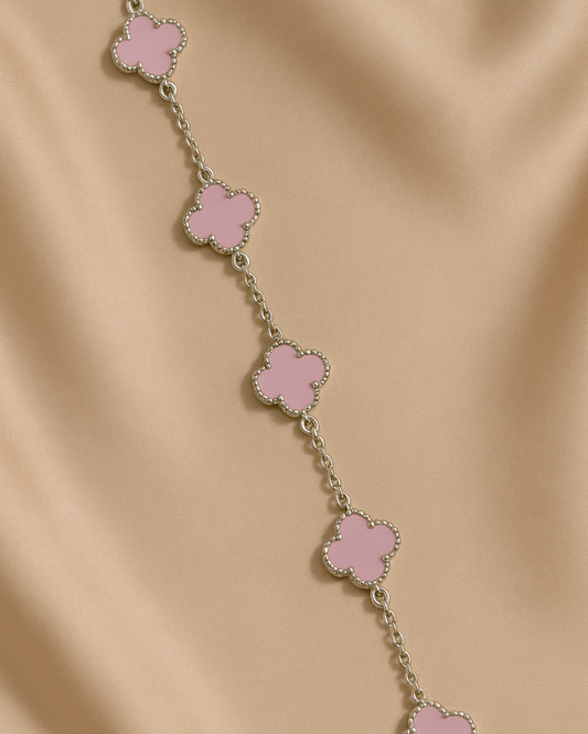Blush Pink Clover Bracelet Sterling Silver