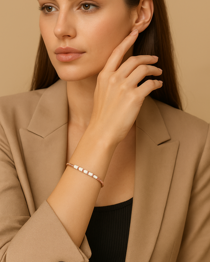 Spiral Grace Enamel Cuff Kada Sterling Silver