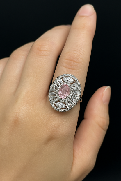 Opulent Pink Teardrop Ring