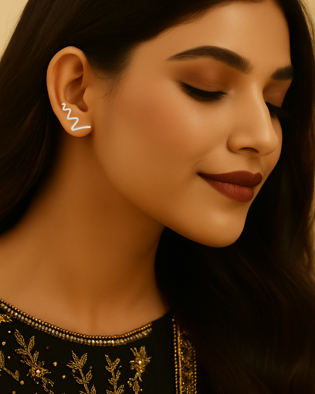 Zyra Wave Ear Cuffs Sterling Silver