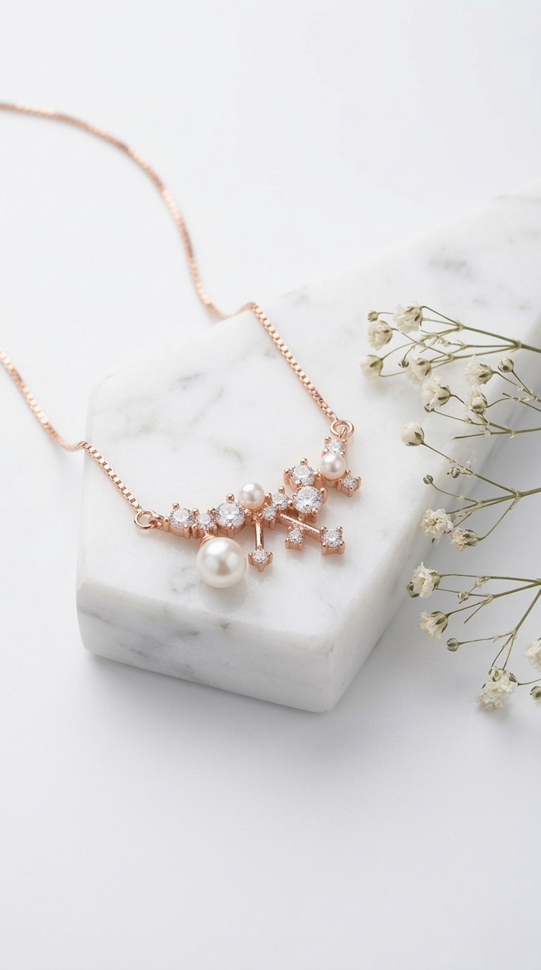 Elysia Pearl Drift Necklace | 925 Sterling Silver
