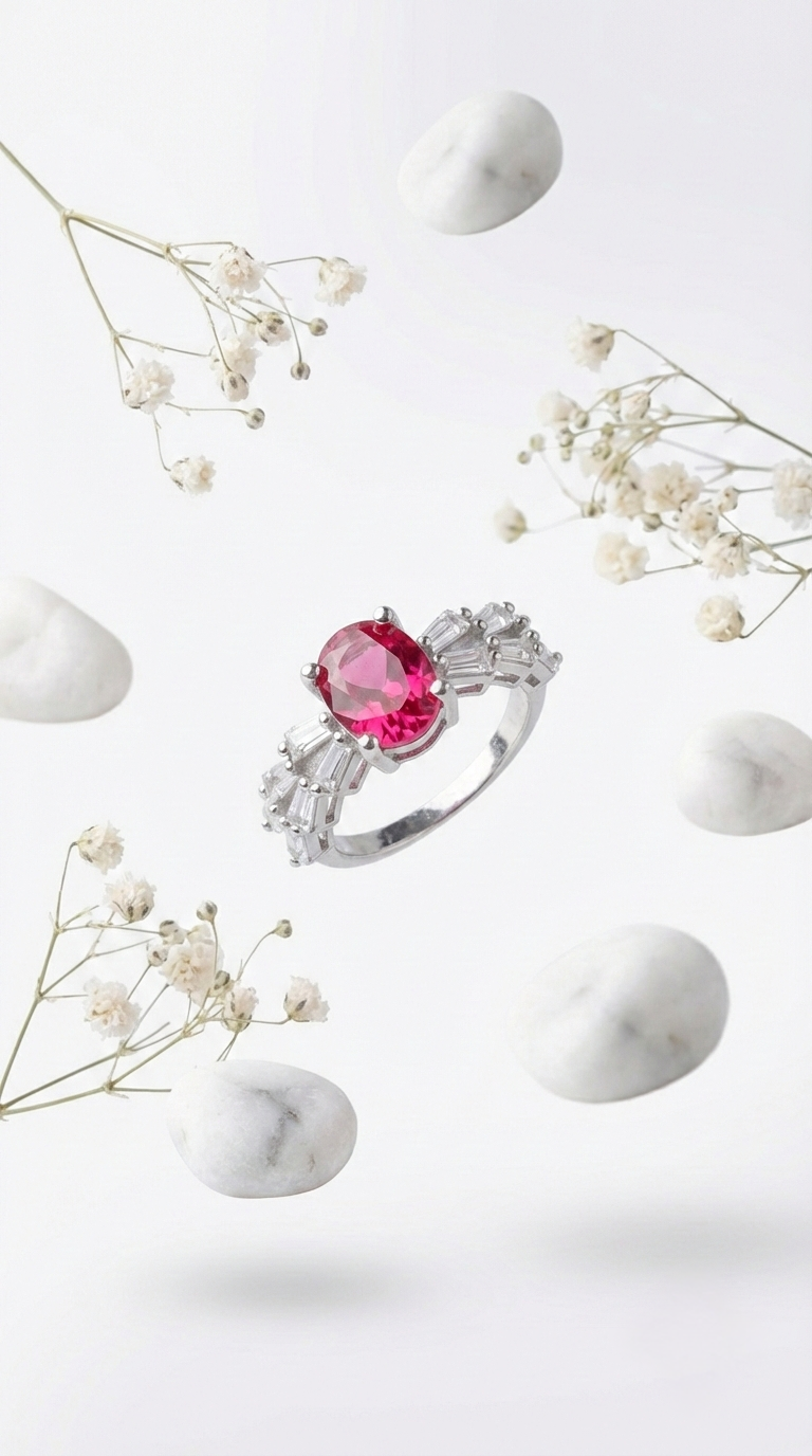 Élan Ruby Bloom Ring | 925 Sterling Silver