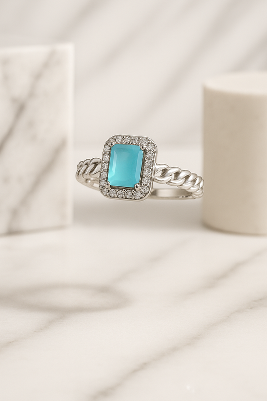 Serene Tide Halo Ring - Sterling Square