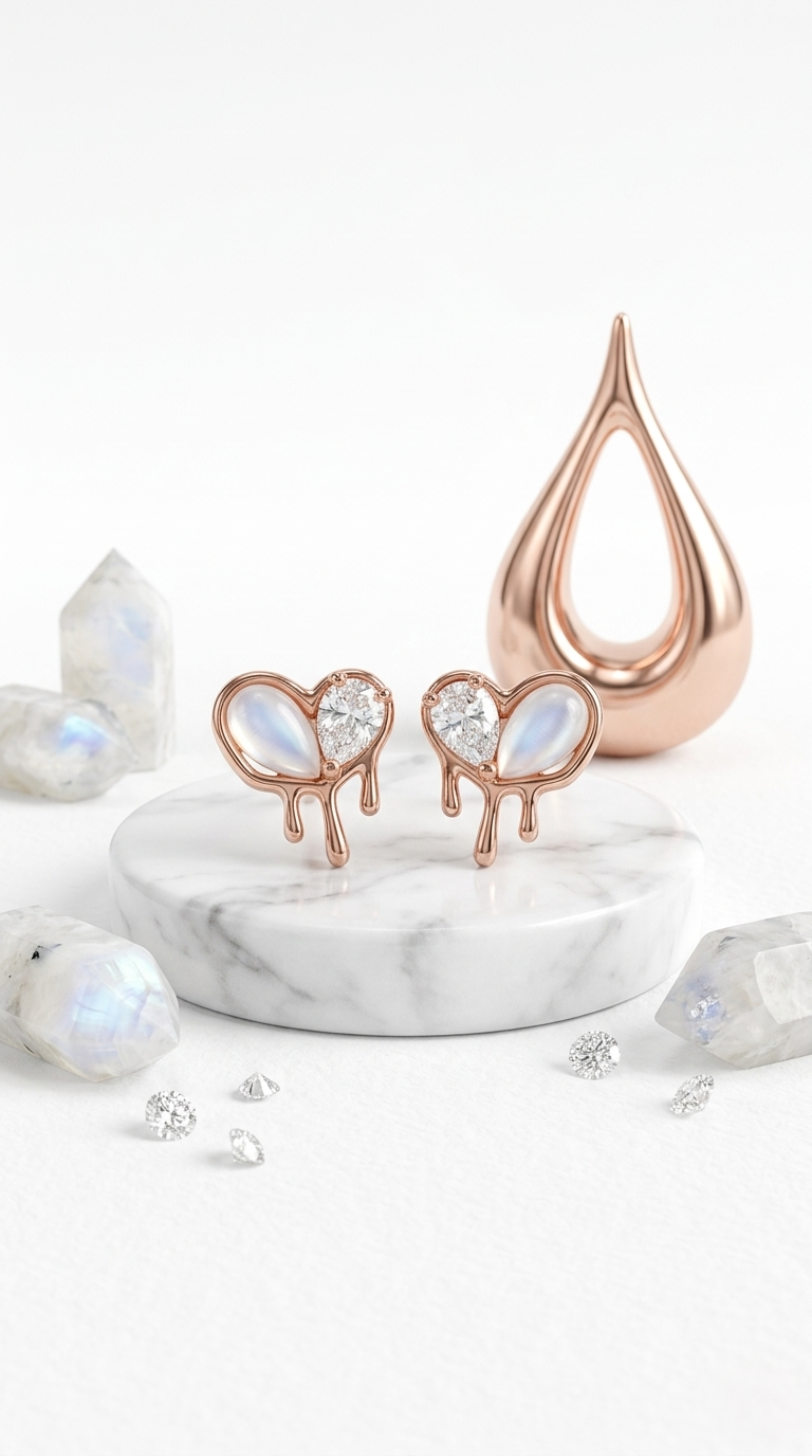 Amoura Drip Heart Studs | 925 Sterling Silver