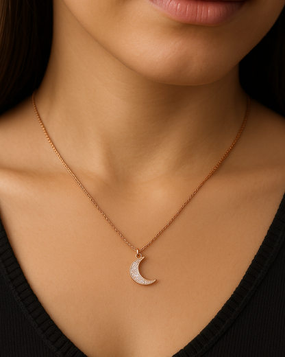 Crescent Sparkle Necklace Sterling Silver