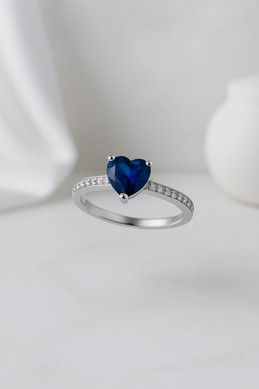 Midnight Heart Solitaire — Sterling Silver