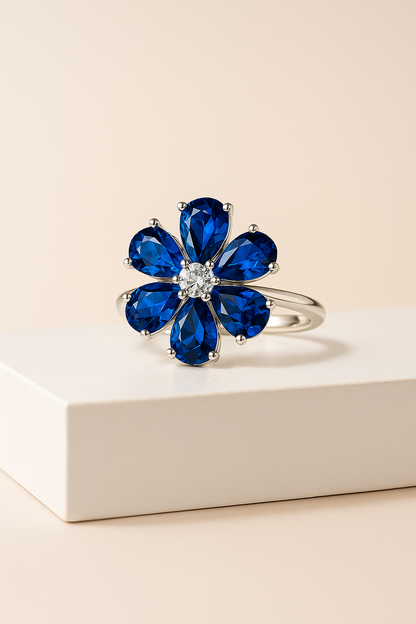 Midnight Garden Fleur Ring - Sterling Silver