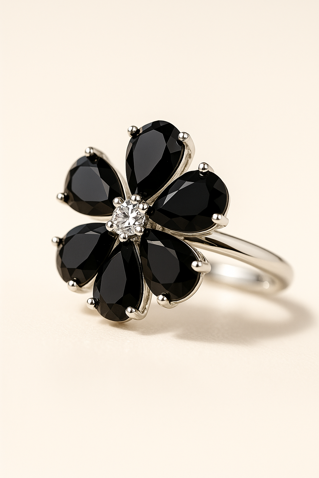Onyx Blossom Ring
