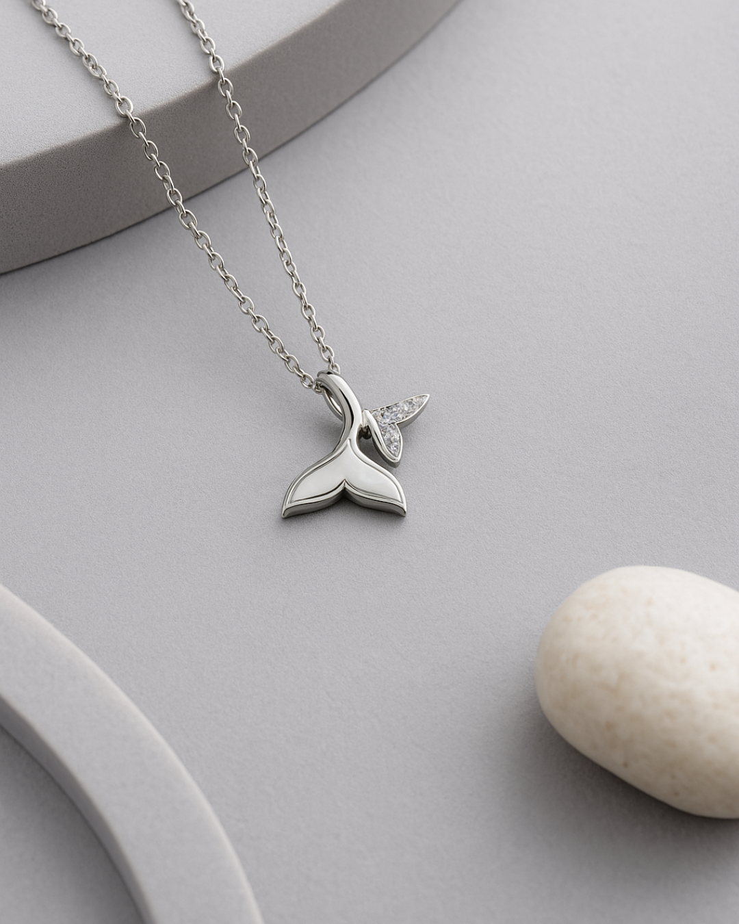 Ocean Spirit Whale Tail Necklace Sterling Silver