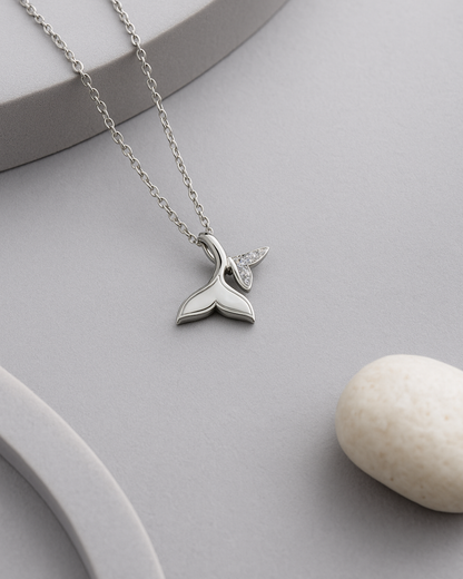 Ocean Spirit Whale Tail Necklace Sterling Silver