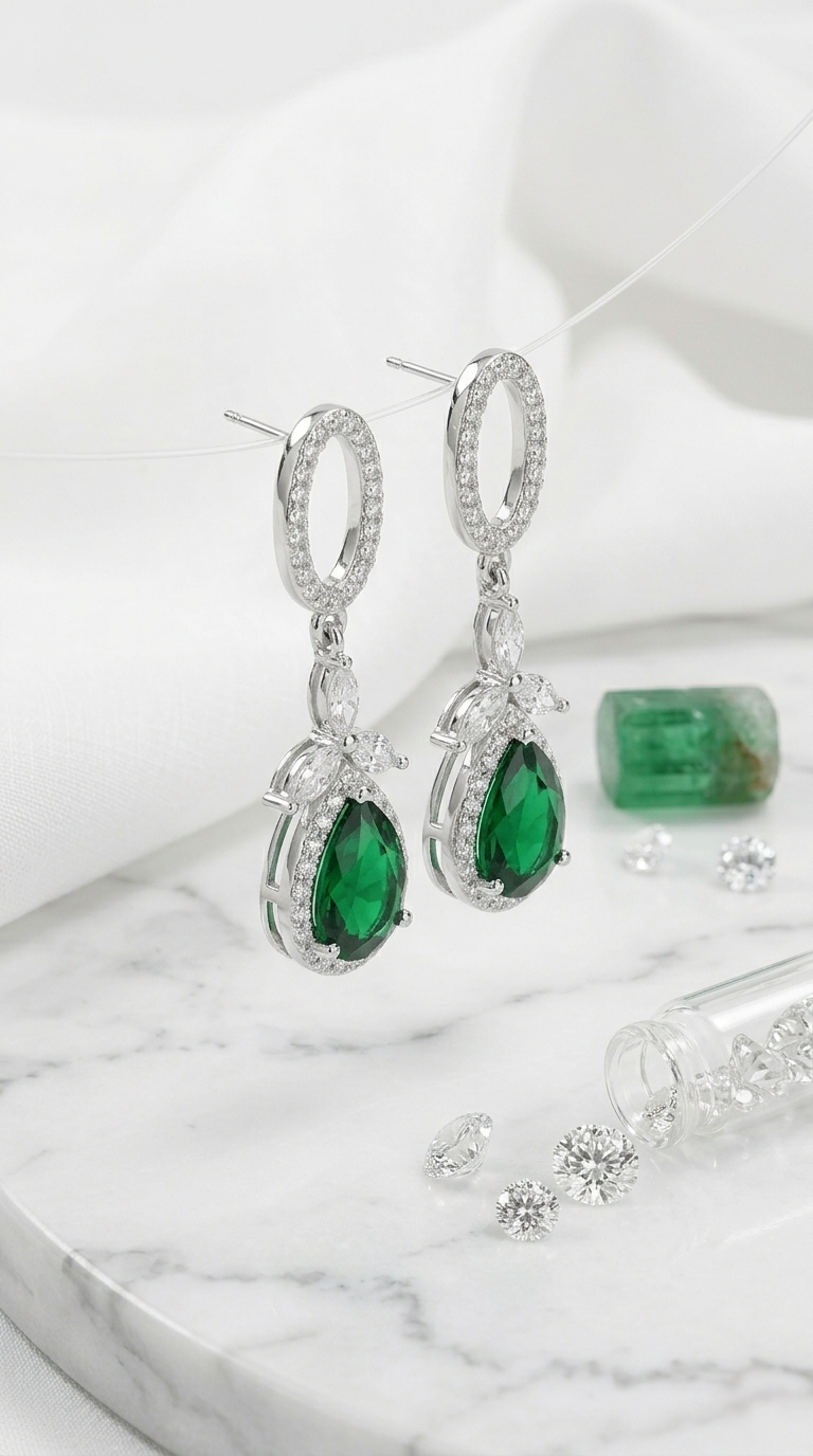 Elaria Emerald Drops | 925 Sterling Silver