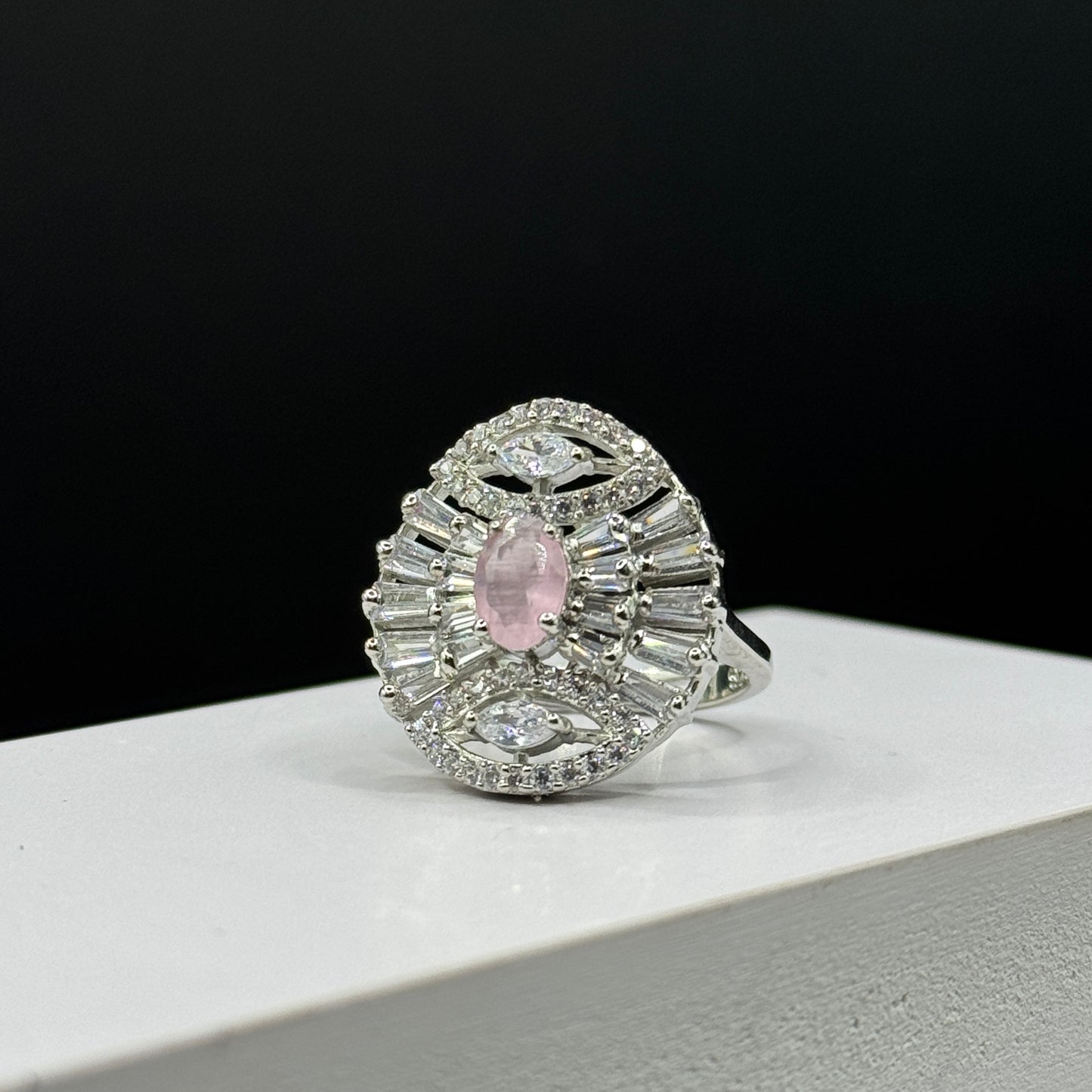 Opulent Pink Teardrop Ring