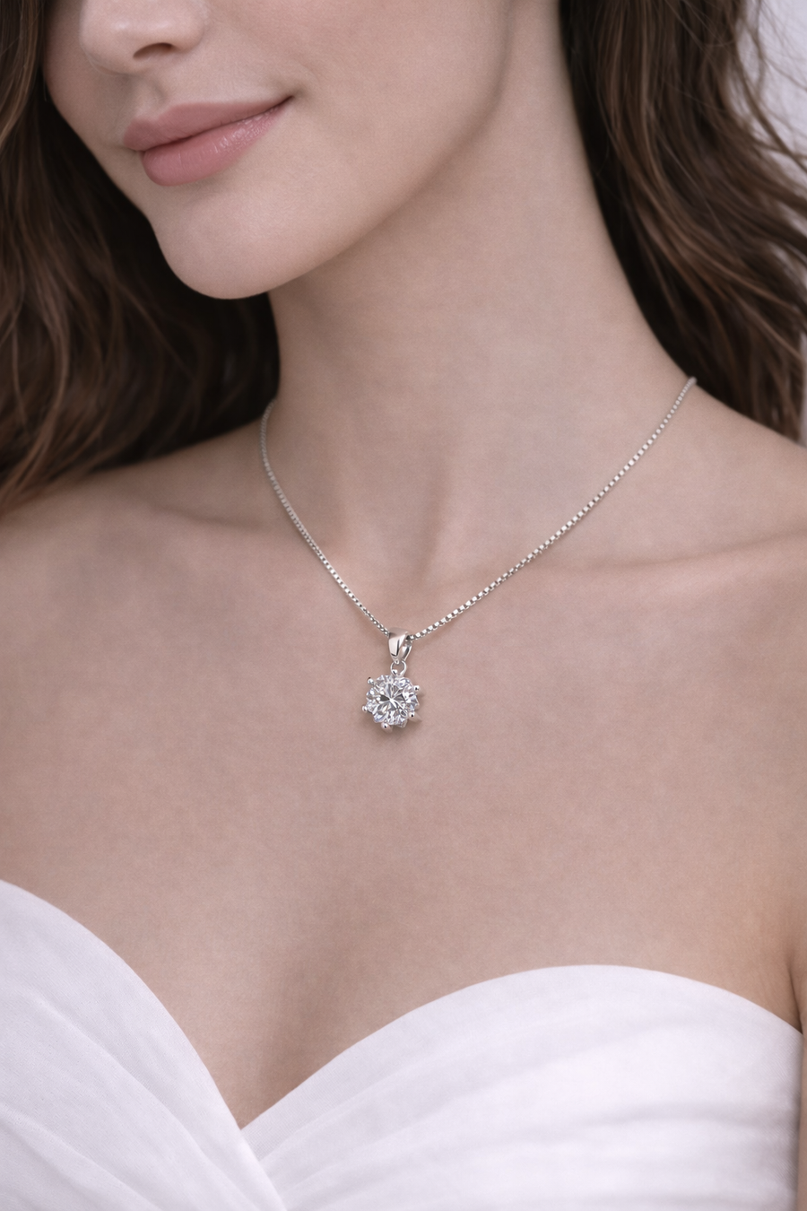 Lunette Solitaire Necklace | 925 Sterling Silver