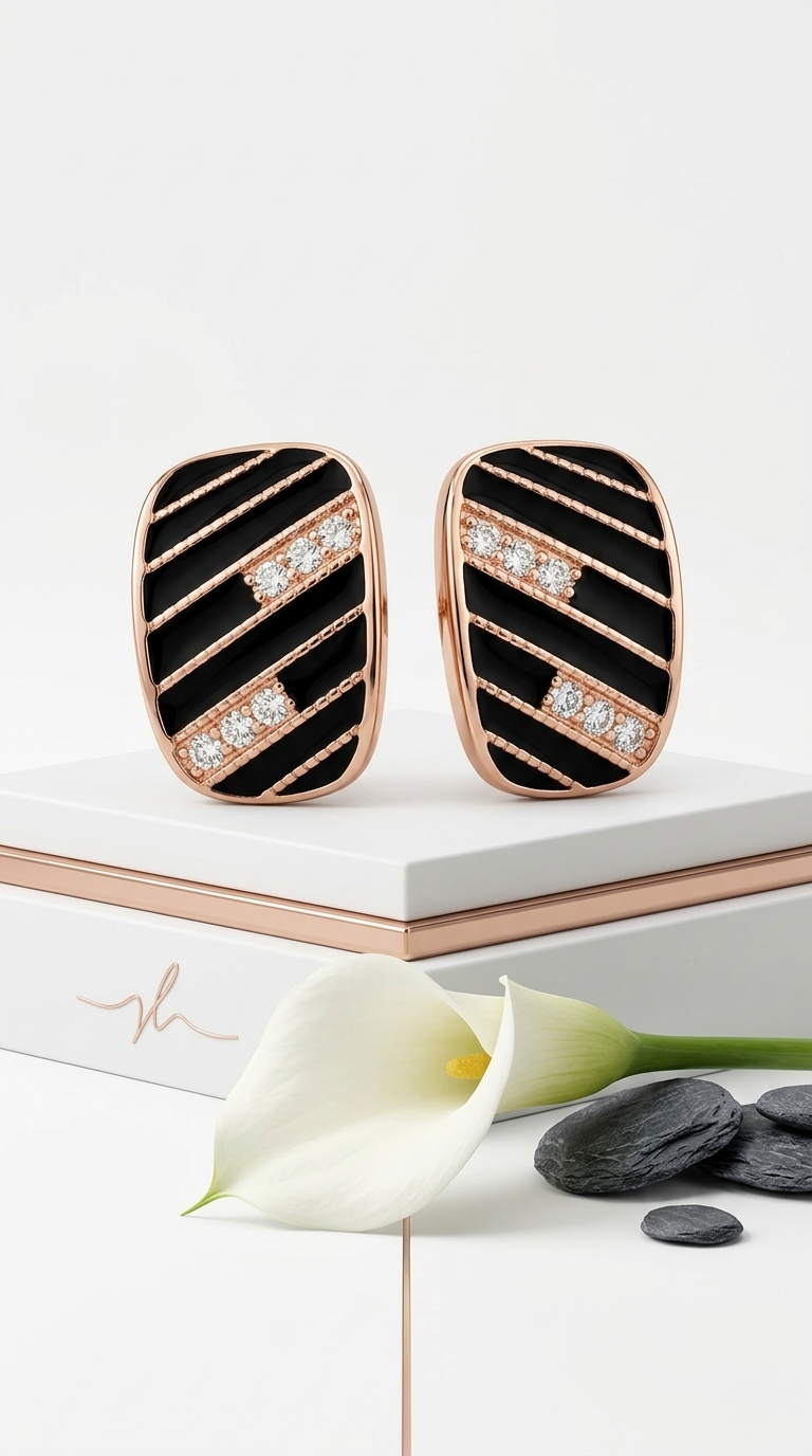 Noir Strata Stud Earrings | 925 Sterling Silver