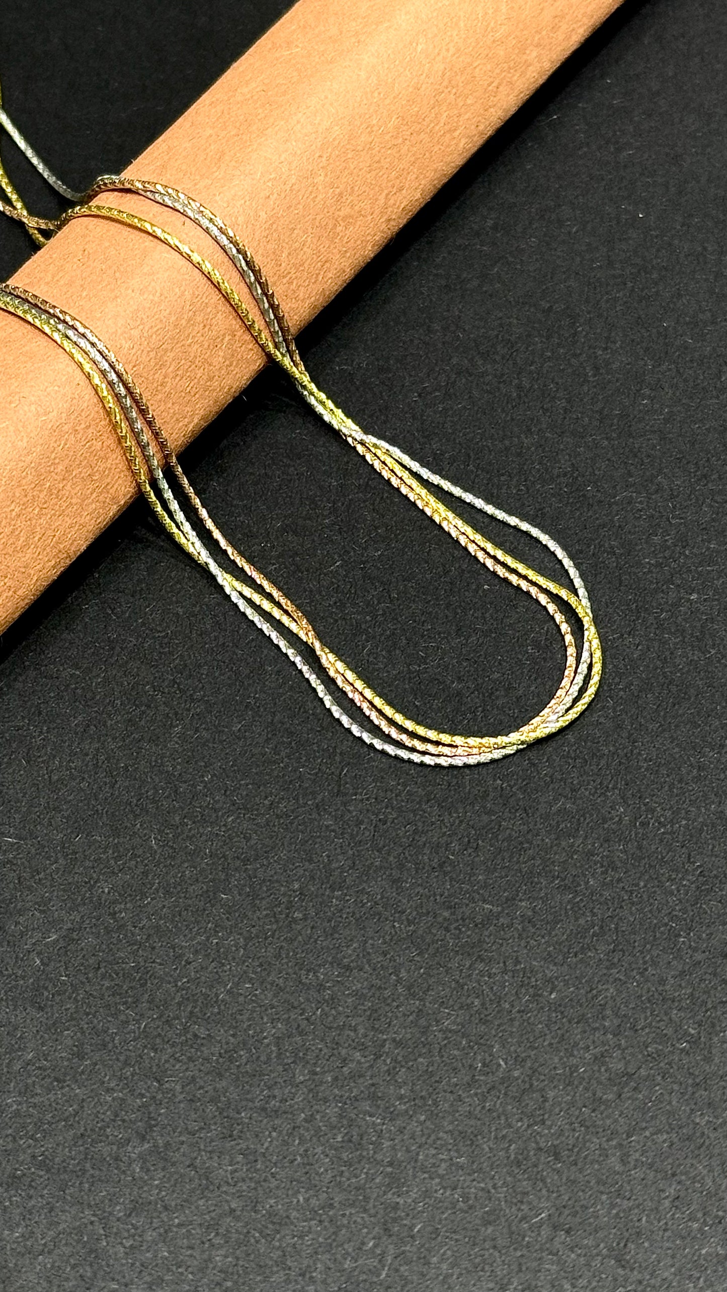 Trio-Tone Sleek Chain Necklace