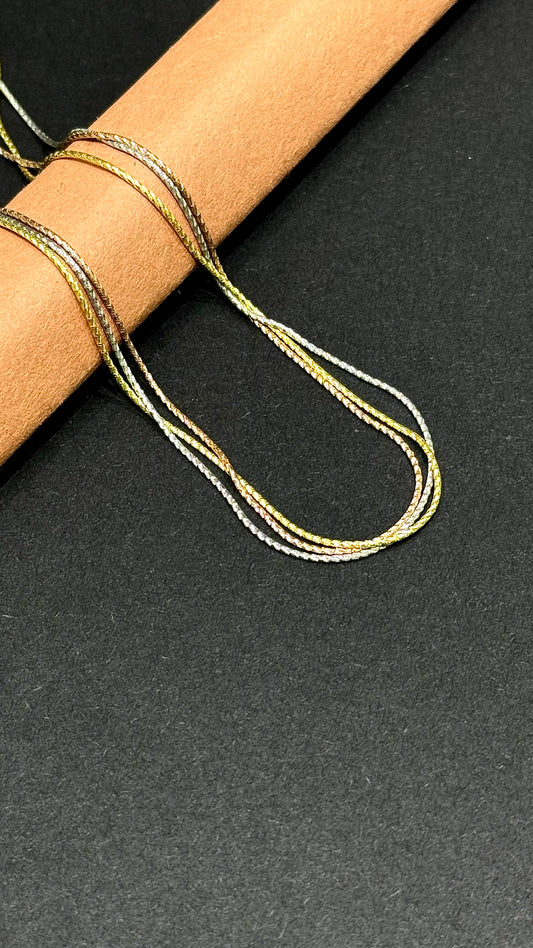 Trio-Tone Sleek Chain Necklace