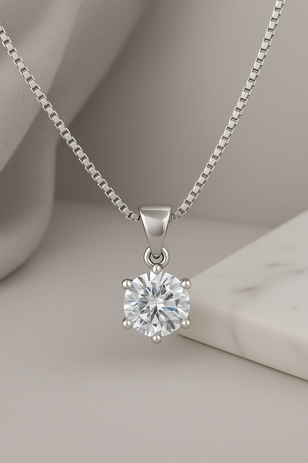 Aurora Classic Solitaire Necklace Sterling Silver