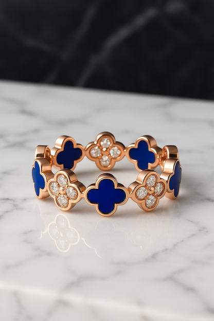 Bleu Royale Clover Ring - Sterling Silver