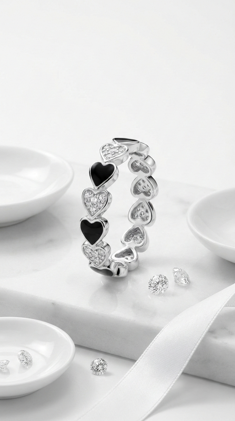 Élise Noir Heart Ring | 925 Sterling Silver