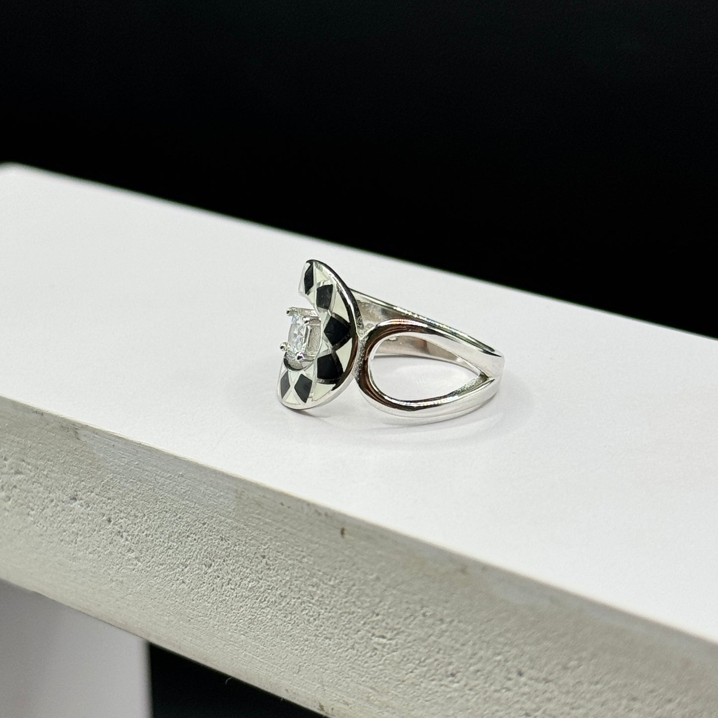Onyx & Ivory Horseshoe Ring