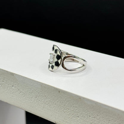 Onyx & Ivory Horseshoe Ring