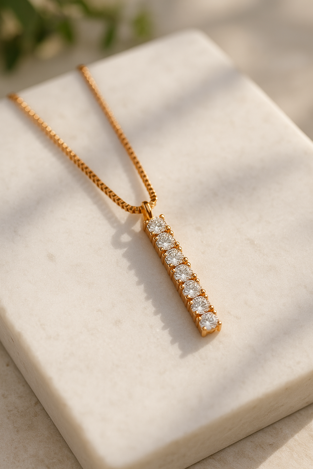 Aurora Bar Pendant Necklace Sterling Silver
