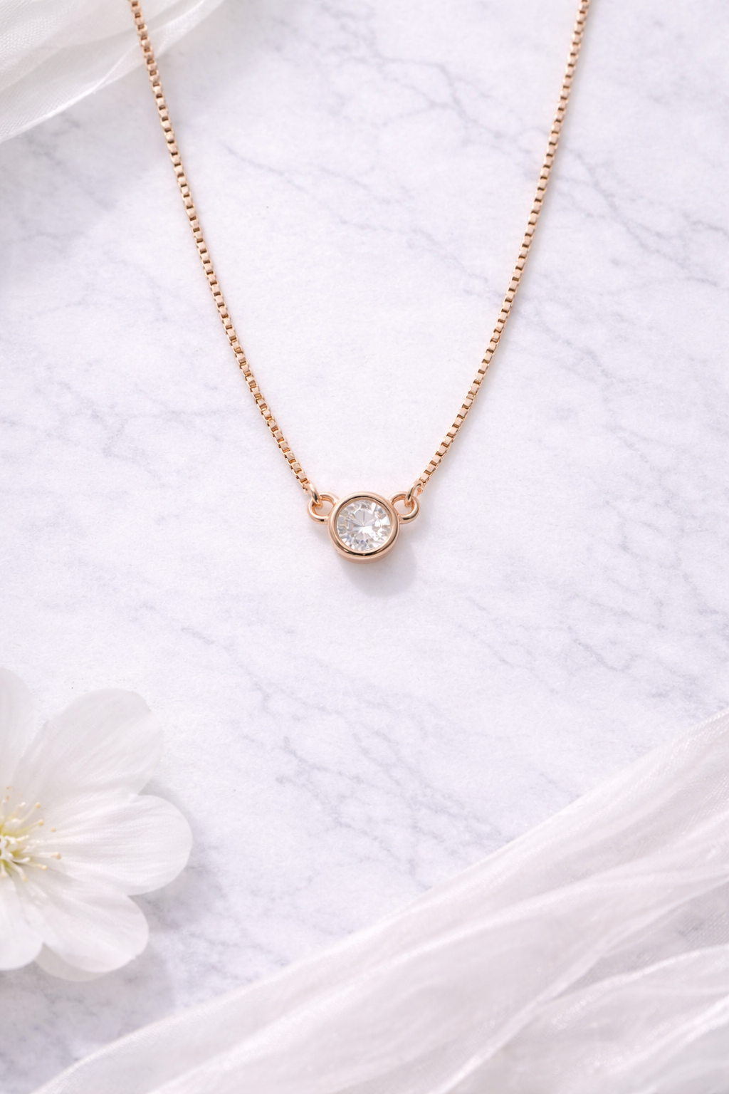 Elara Bezel Necklace | 925 Sterling Silver