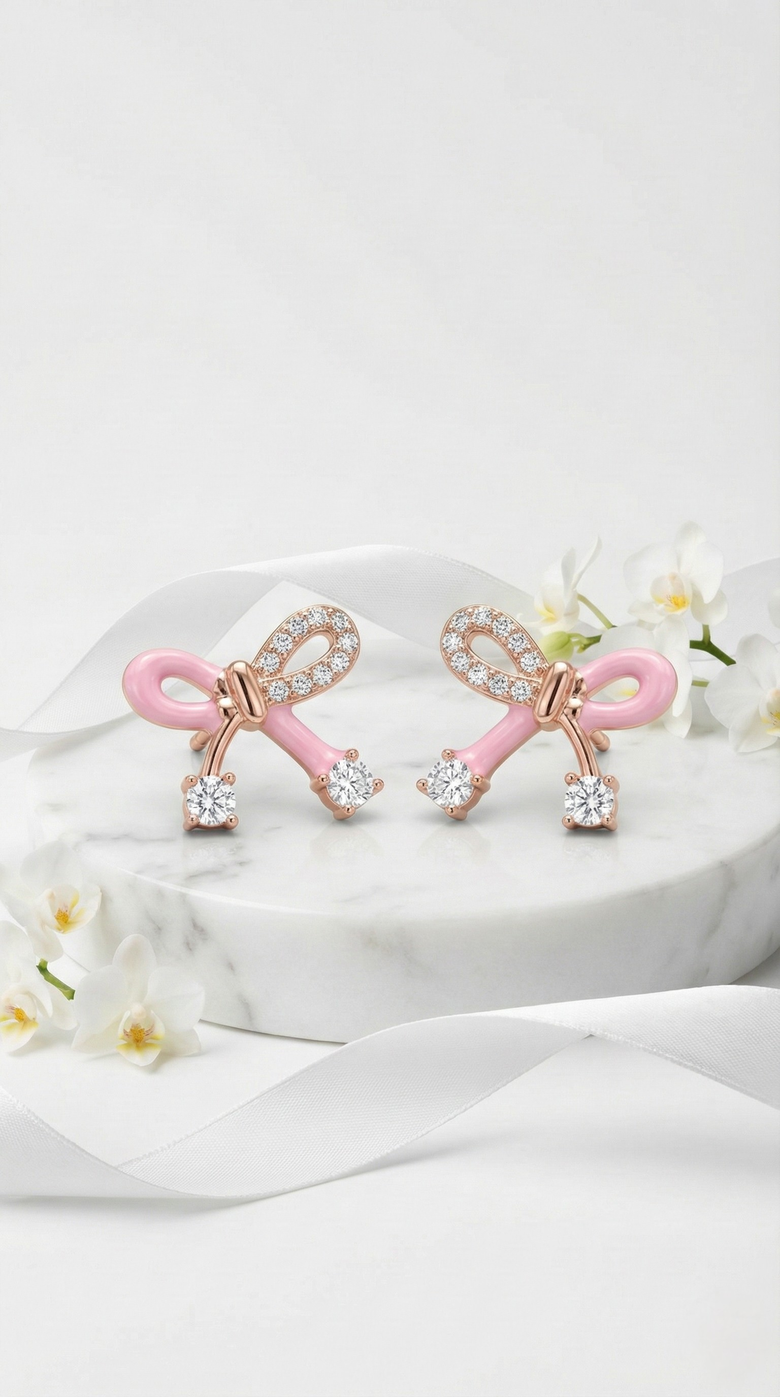 Rosetta Blush Bow Stud Earrings | 925 Sterling Silver