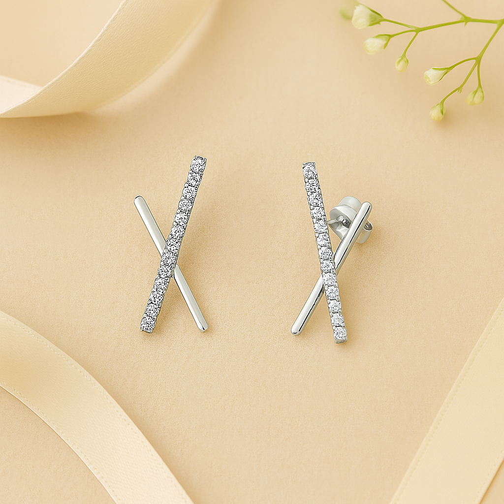 Zenith Cross Bar Earrings - Demi Fine