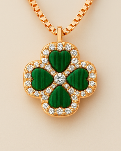 Emerald Clover Charm Necklace