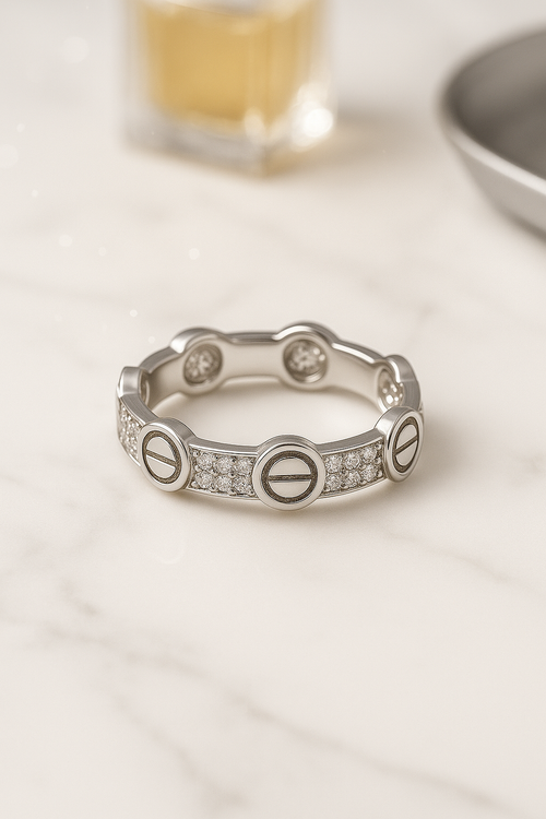 Bolt & Brilliance Pavé Stack Ring - Sterling Silver