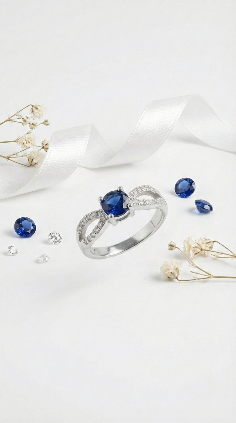 Velora Sapphire Curve Ring | 925 Sterling Silver