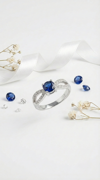 Velora Sapphire Curve Ring | 925 Sterling Silver